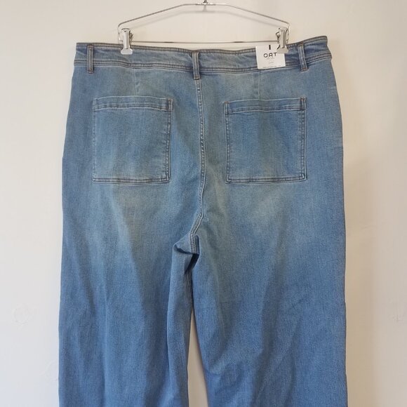 OAT New York Jeans Womens 22W High Rise Wide Leg Frayed Hem Denim Plus New - Picture 9 of 12